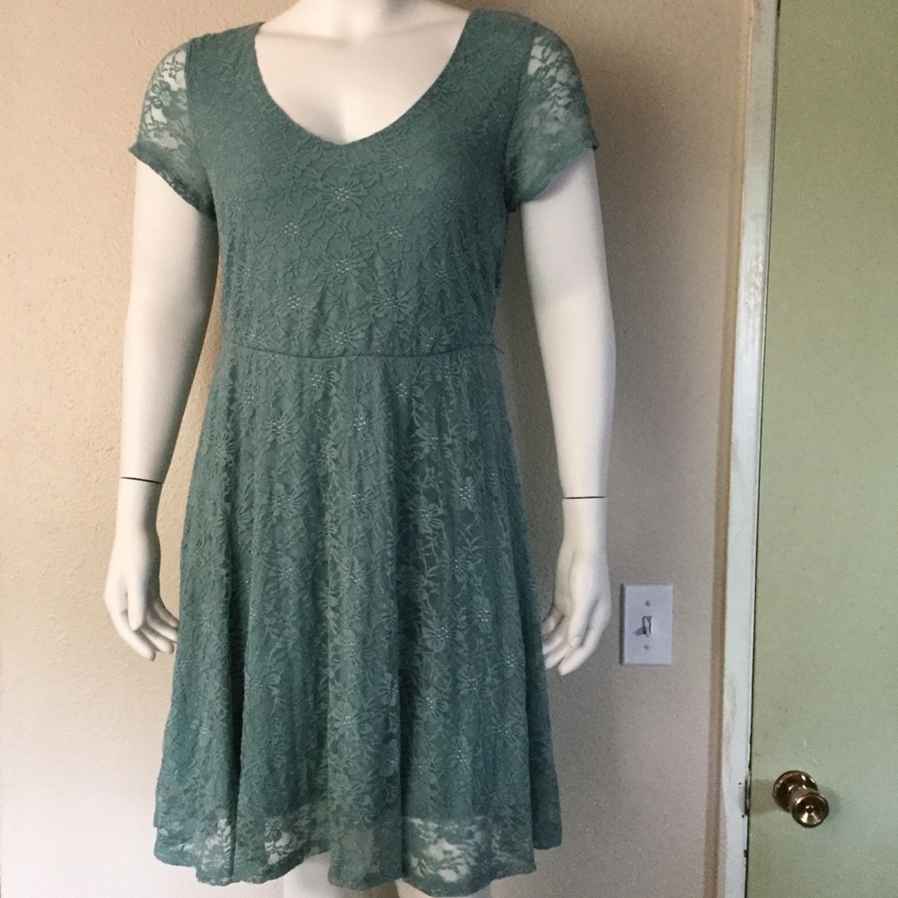 Blue green lace dress